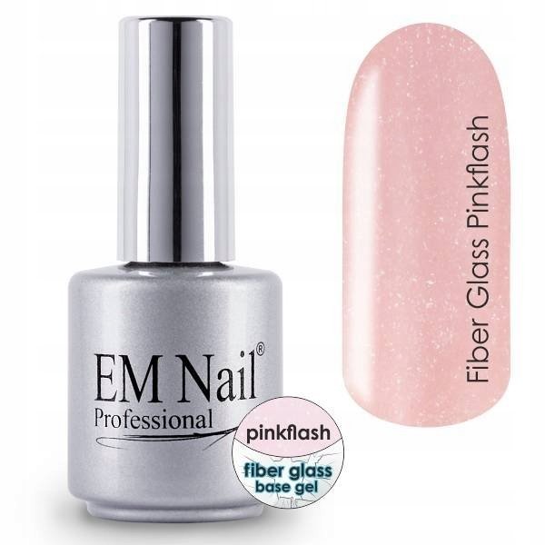 Zdjęcia - Narzędzie do manicure EM Nail, Baza z włóknem szklanym, Pinkflash 15ml