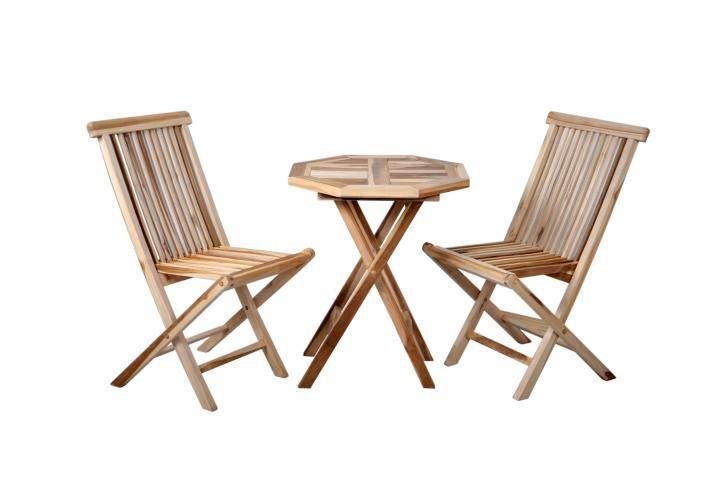 Zdjęcia - Stół kuchenny Emaga Komplet 2 X Składane Krzesła 1 X Stolik Divero Z Drewna Tekowego