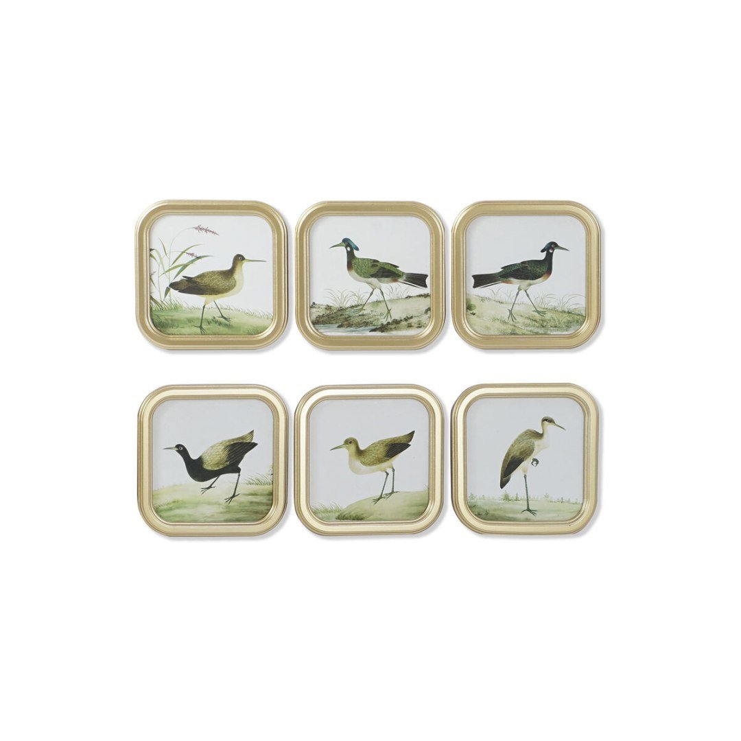 Zdjęcia - Komoda Cottage Emaga Obraz DKD Home Decor Ptaki  30 x 2 x 30 cm  (6 Sztuk)