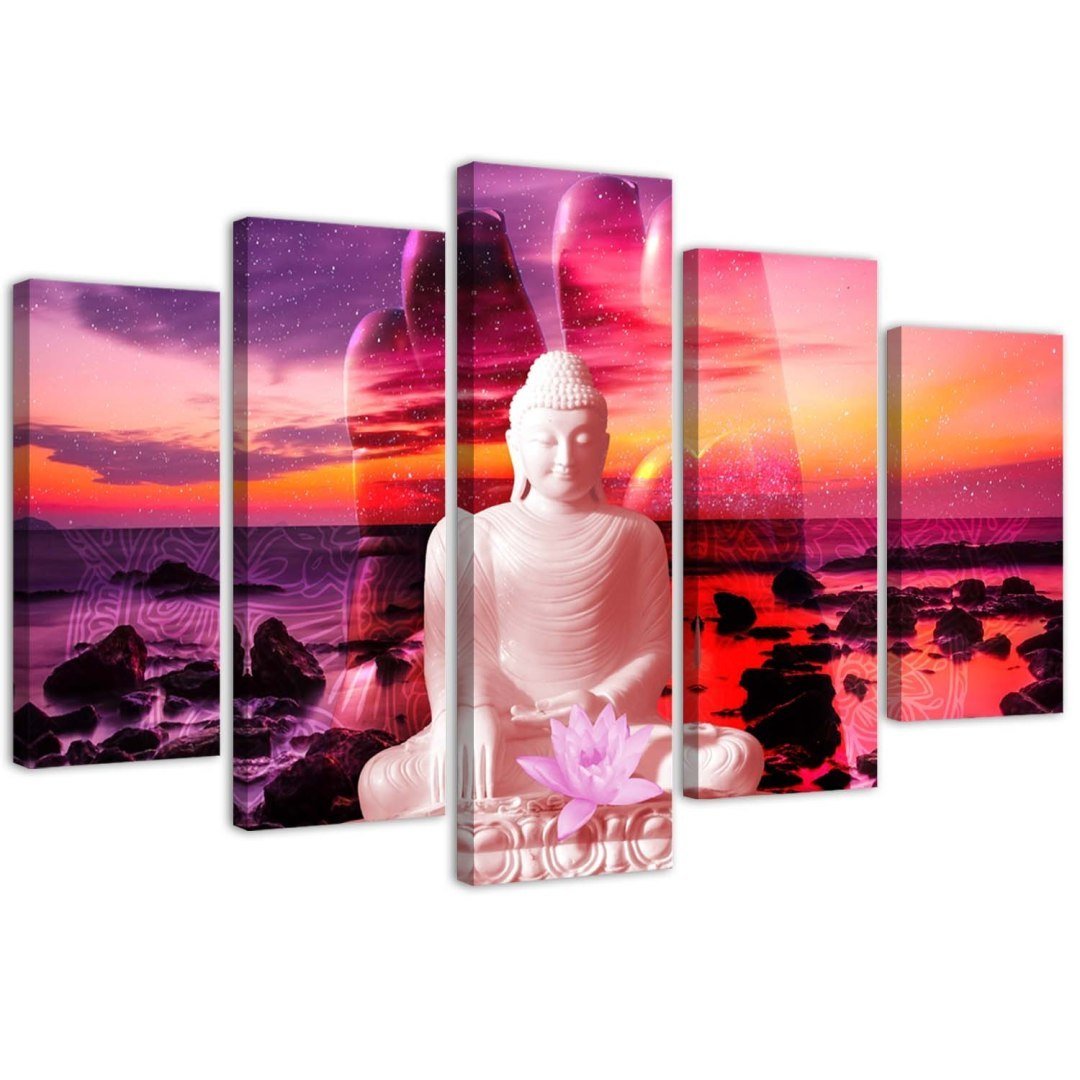Zdjęcia - Komoda Emaga Obraz pięcioczęściowy na płótnie, Budda na tle oceanu - 100x70