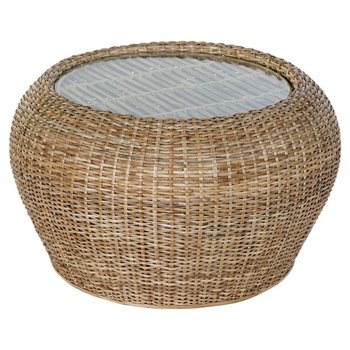 Emaga Stolik DKD Home Decor Szkło Rattan (82 x 82 x 48 cm) - DKD Home Decor