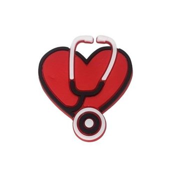 Emblemat Naszywka Medyczne Serce-Stetoskop Przypinka Do Butów Do Crocs Do Klapek 88-56 OS - Inna marka