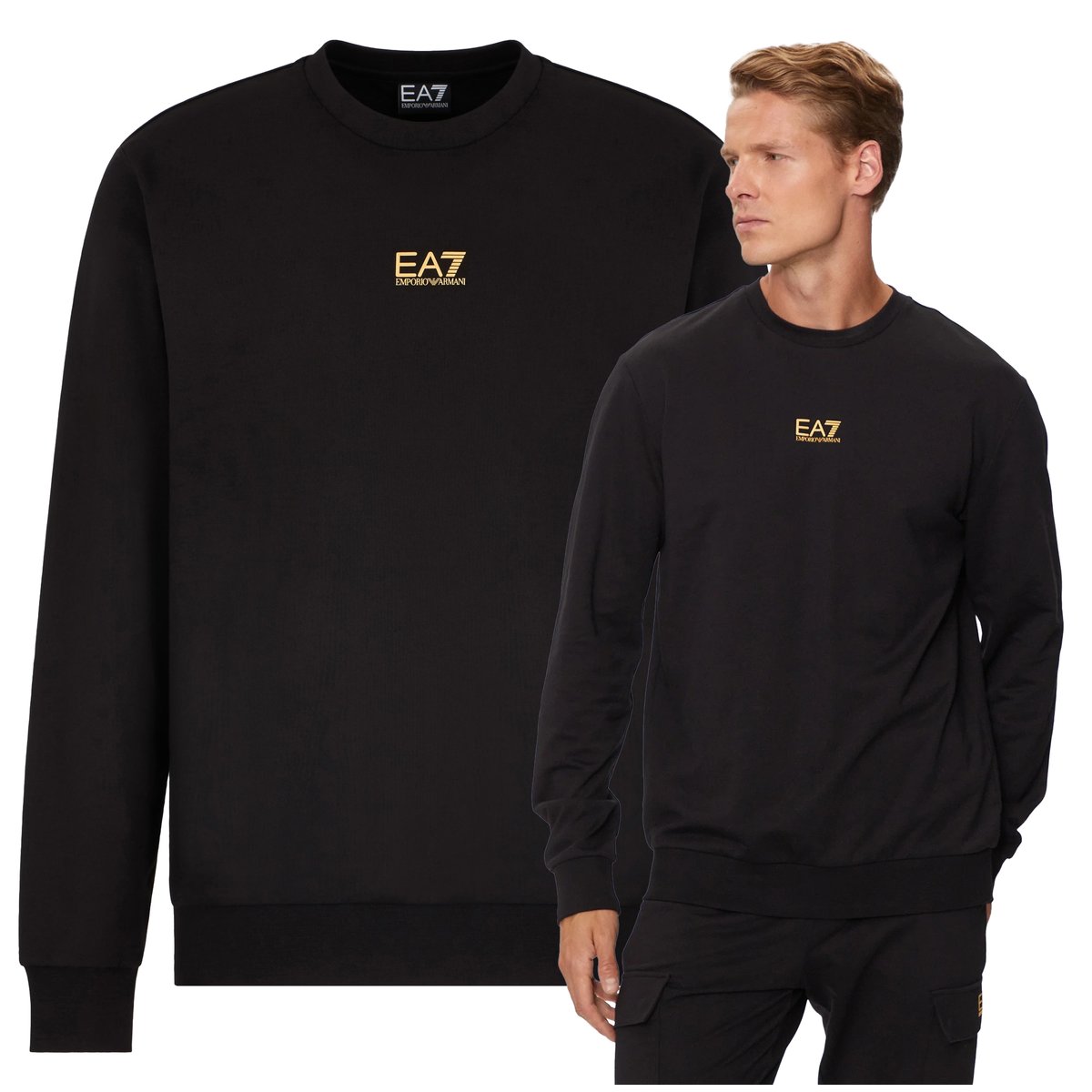 Emporio Armani Emporio Armani EA7 Czarna Bluza Męska bez kaptura Sportowa PREMIUM Emporio Armani EA7 Czarna Bluza Męska bez kaptura Sportowa PREMIUM r.L