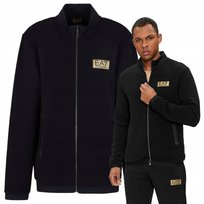 Emporio Armani EA7 Czarna Bluza Poliester Stójka Sportowe logo zamek r.L