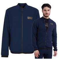 Emporio Armani EA7 Granatowa Bluza Poliester Stójka Sportowa LOGO r.L