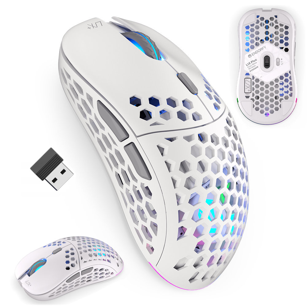 Ratón Gamer Inalambrico ENDORFY GEM Plus Onyx White, Ratón Ligero