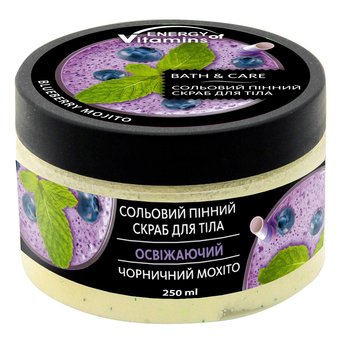 Energy Of Vitamins Bath&Care, Orzeźwiający Peeling Solny Do Ciała Blueberry Mojito, 250ml - ENERGY OF VITAMINS