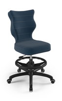 Entelo, Krzesło do biurka dla dziecka dopasowane do wzrostu 146-176,5 cm, model Petit z podnóżkiem kolor granatowy obrotowe