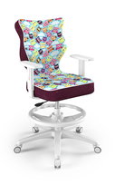 Entelo, Krzesło do biurka dla dziewczynki dopasowane do wzrostu 146-176,5 cm, model Duo z podnóżkiem motyw sowy obrotowe