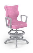 Entelo, Krzesło do biurka dla dziewczynki dopasowane do wzrostu 146-176,5 cm, model Norm z podnóżkiem kolor różowy obrotowe