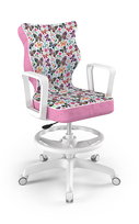 Entelo, Krzesło do biurka dla dziewczynki dopasowane do wzrostu 146-176,5 cm, model Norm z podnóżkiem motyw motylki obrotowe