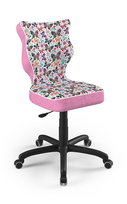 Entelo, Krzesło do biurka dla dziewczynki dopasowane do wzrostu 146-176,5 cm, model Petit motyw motylki obrotowe