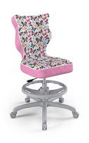 Entelo, Krzesło do biurka dla dziewczynki dopasowane do wzrostu 146-176,5 cm, model Petit z podnóżkiem motyw motylki obrotowe