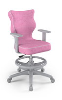 Entelo, Krzesło do biurka dla dziewczynki dopasowane do wzrostu 159-188 cm, model Duo z podnóżkiem kolor różowy obrotowe