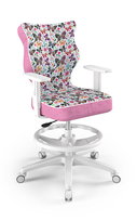 Entelo, Krzesło do biurka dla dziewczynki dopasowane do wzrostu 159-188 cm, model Duo z podnóżkiem motyw motylki obrotowe