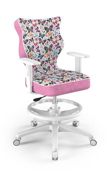 Entelo, Krzesło do biurka dla dziewczynki dopasowane do wzrostu 159-188 cm, model Duo z podnóżkiem motyw motylki obrotowe - ENTELO