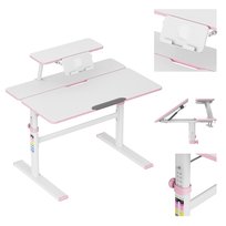 Ergonomiczne biurko dziecięce regulowane Mark Adler Study 3.7 , 90x65 przechylany blat i półka na książki, Różowe Mark Adler