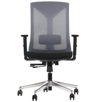 Ergonomiczne obrotowe krzesło biurowe HAGER, czarny/szary, podstawa chromowana, oparcie siatkowe, regulowane podłokietniki - Stema