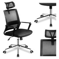 Ergonomiczny fotel biurowy Mark Adler Manager 2.1, regulowany zagłówek, podpora lędźwiowa, wentylowany Mesh HD, mechanizm bujania, kauczukowe koła, do pracy i home office, do 130 kg, Czarny