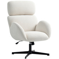 Ergonomiczny krzesło biurowe HOMCOM z aksamitnym wykończeniem, wysokim oparciem, regulowaną wysokością i funkcją bujania, tapicerowane krzesło do sypialni, gabinetu, kremowe