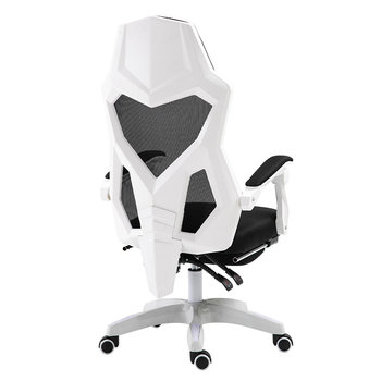 Ergonomiczny, obrotowy fotel biurowy, krzesło z zagłówkiem i podnóżkiem - biały - HEDO