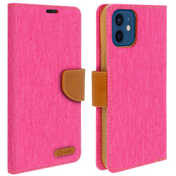 Etui Apple iPhone 12 Mini Wallet Fabric Series Canvas - różowe - Avizar