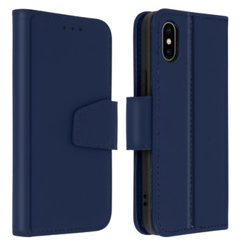 Etui Apple iPhone XS Max Skóra Funkcja Premium ciemnoniebieskie - Avizar