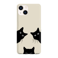 Etui beżowe matowe z nadrukiem Apple iPhone 13 Czarne koty