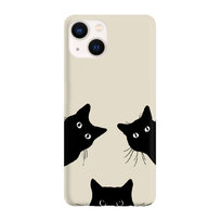 Etui beżowe matowe z nadrukiem Apple iPhone 13 mini Czarne koty
