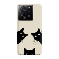 Etui beżowe matowe z nadrukiem Xiaomi 13T Czarne koty