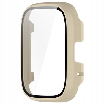 Etui Bizon Case+Glass Watch do Xiaomi Redmi Watch 3 Active, beżowe - Bizon