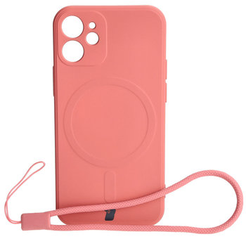 Etui Bizon Case Silicone MagSafe Sq do Apple iPhone 12 Mini, brudny róż - Bizon