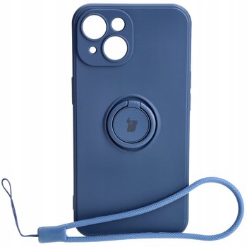 Etui Bizon Case Silicone Ring Sq Do Apple Iphone 15, Granatowe - Bizon