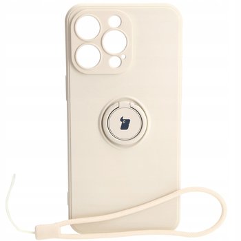 Etui Bizon Case Silicone Ring Sq do Apple iPhone 15 Pro Max, beżowe - Bizon