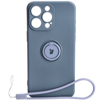Etui Bizon Case Silicone Ring Sq do Apple iPhone 15 Pro Max, szare - Bizon
