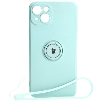 Etui Bizon Case Silicone Ring Sq do iPhone 15 Plus, turkusowe - Bizon