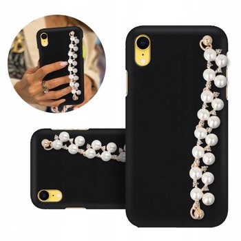 ETUI BLINK Mat Czarne do IPHONE XR Perły Łańcuszek - Funnycase
