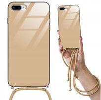 ETUI CROSSGLAM BEŻOWE do IPHONE 8 PLUS Obudowa Kremowa Ecru Sznurek Beżowy Funnycase