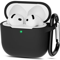 Etui D-Pro Silicone Case silikonowa obudowa z metalowym karabińczykiem do Apple AirPods 4 (2024) (Czarny) D-pro