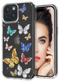 ETUI do Apple iPhone 15 WZORY BROKAT CASE PRZEŹROCZYSTE PLECKI + SZKŁO 9H - Krainagsm