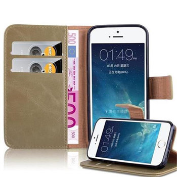 Etui Do Apple iPhone 5 / 5S / SE 2016 w Pokrowiec CAPPUCCINO BRĄZOWE Magnet Obudowa Ochronny Case Cover Cadorabo - Cadorabo