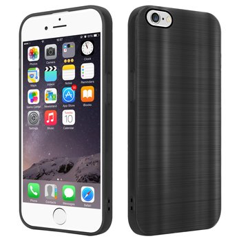 Etui Do Apple iPhone 6 / 6S Pokrowiec w Brushed Czerń Etui Silikonowe Obudowa Case Cover Cadorabo - Cadorabo
