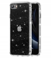ETUI do Apple iPhone 7/8/SE 2020 SILIKONOWE BROKAT PLECKI SHINE CASE +SZKŁO