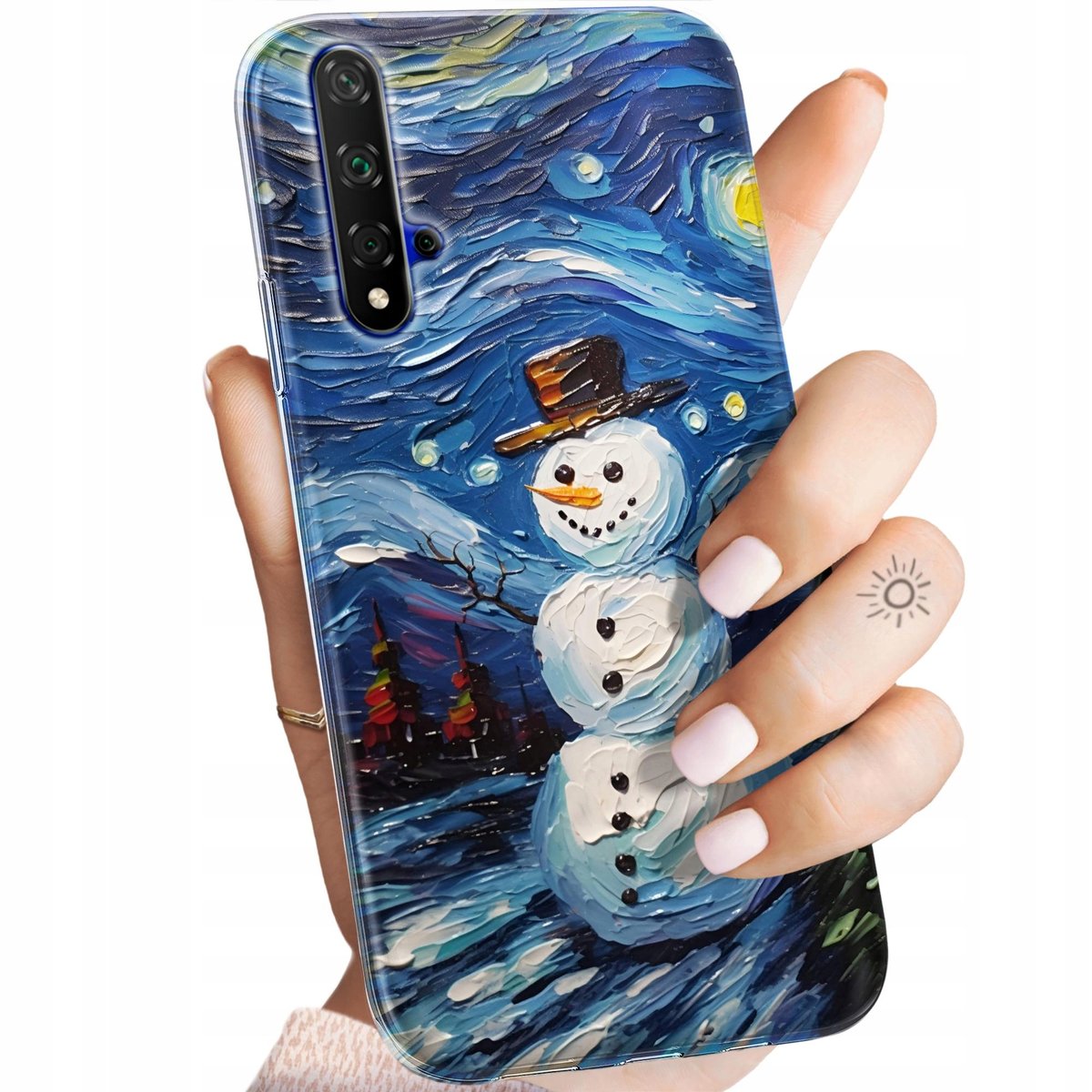 Longstong Custodia In TPU E Finta Pelle Per Huawei Nova 5T E Honor 20 – Resistente Agli Urti, Con Bordo Rialzato E Design Disco Brillante (nera) - copertina