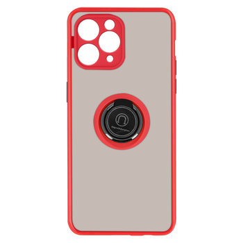 Etui do IPhone 11 Pro Max Bi-material Metal Ring Support - czerwone - Avizar