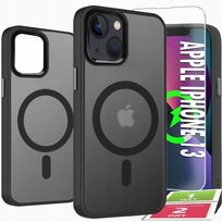 Etui do iPhone 13 14 do MagSafe | Wzmocnione 360° | Czarne Matowe +Szkło