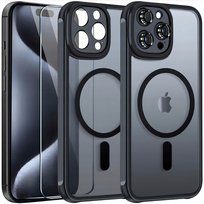 Etui Do Iphone 13 Pro Magsafe Czarne Case Pancerne Osłona Aparatu + Szkło ZeeTech