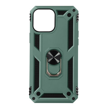 Etui do iPhone 13 Pro Max Antywstrząsowe Bi-materiał Ring Video Holder - ciemnozielone - Avizar