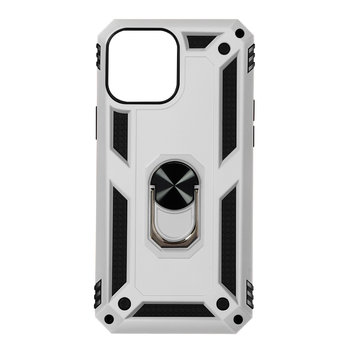 Etui do iPhone 13 Pro Max Antywstrząsowe Bi-materiał Ring Video Holder - srebrny - Avizar