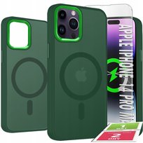 Etui Do iPhone 14 Pro Max Case +Szkło 9H WZMACNIANE 360° Matt Do Magsafe